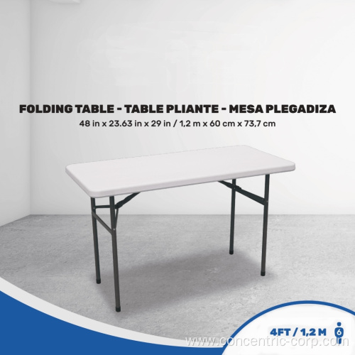 white plastic folding table